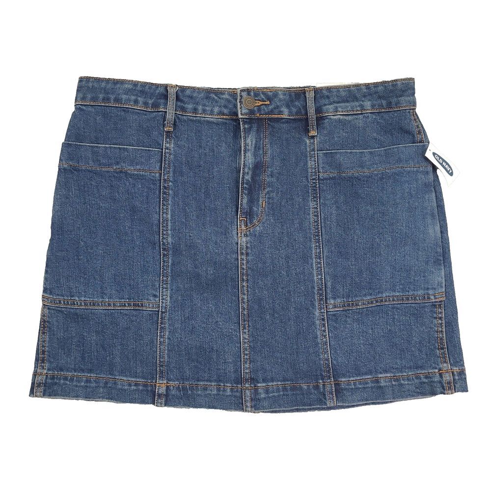 Old NAVY High-Waisted Utility Pocket‎ Jean Skirt for Women Sz 12 Blue